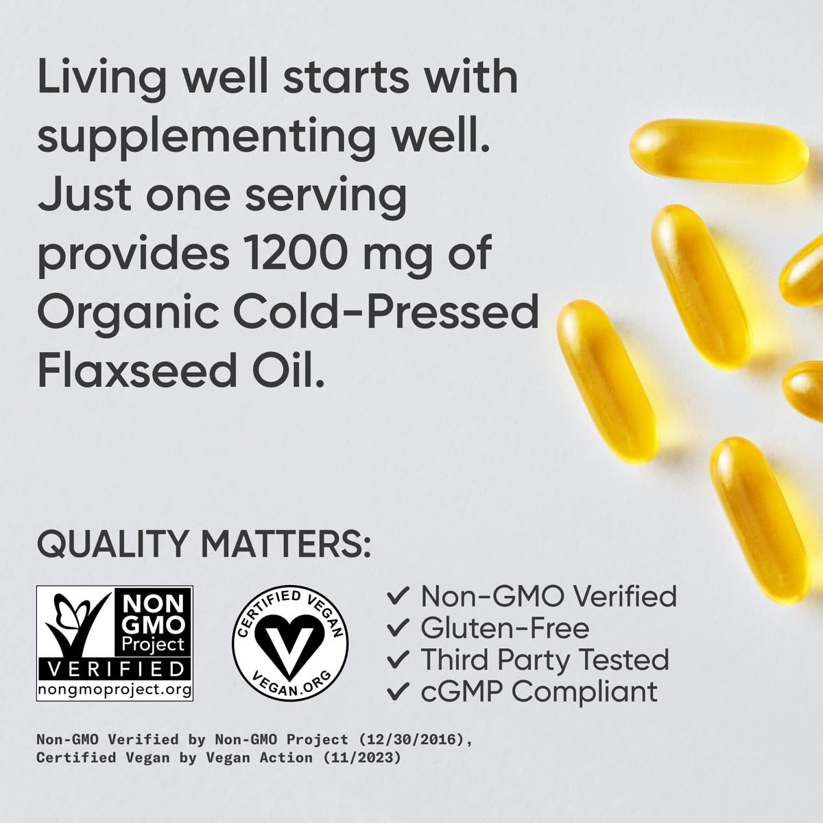 Sports Research® Vegan Flaxseed Oil (1200mg) Herbal Supplement with Plant-Based ALA Omega 3 - Vegan Certified & Non-GMO Verified - Gluten, Soy & Carrageenan Free (180 Veggie Softgels) Sports Research buy supplements Au