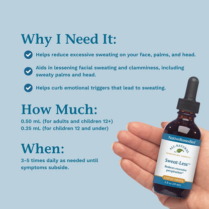 Native Remedies Sweat-Less - Natural Homeopathic Formula for Excessive Sweating, Perspiration and Clamminess - 59 mL Native RemediesBuy Supplements Australia