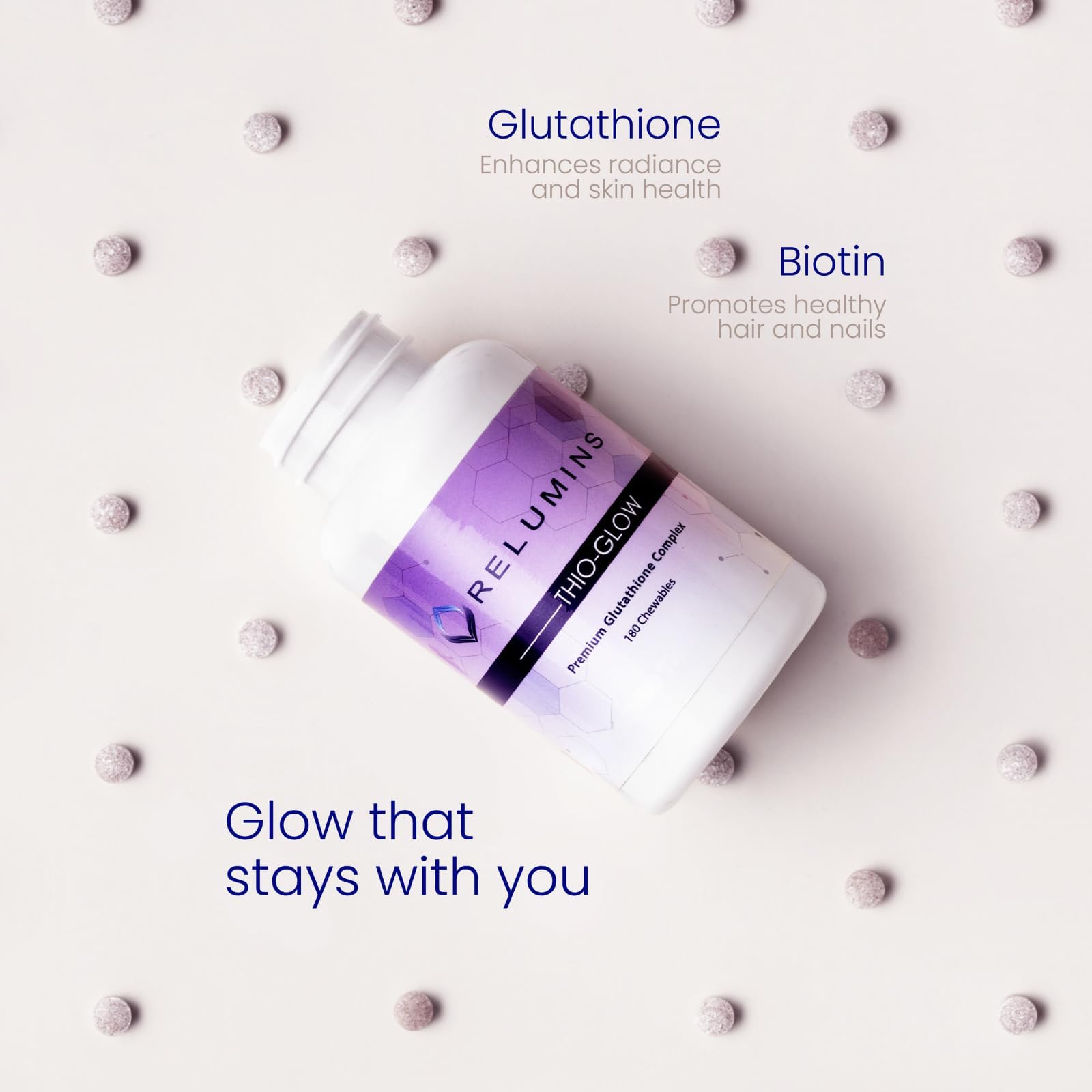 Relumins Thio-Glow Chewable Sublingual Glutathione Complex with Biotin, VIT C & E, Plus Grapeseed Polyphenols – 330mg Gluta Per Serving – 4X Effective, Ultimate Wellness Gift for Moms x 3 Bots Relumins buy supplements Au