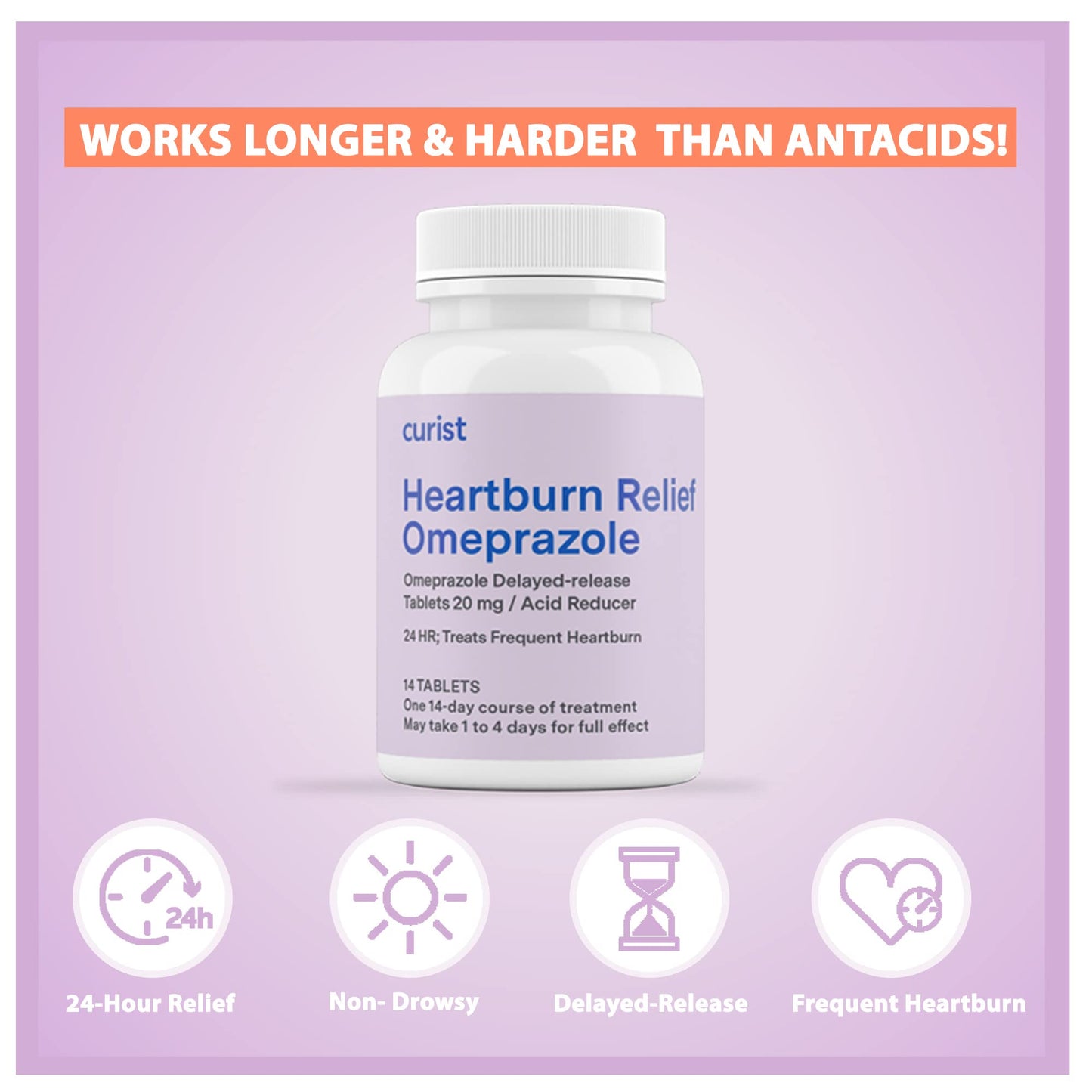 Curist Omeprazole 20mg Tablets Bulk Pack - 84Count Delayed-Release Tablets - Acid Reflux Medicine for Heartburn Relief (2 Pack of 42 Tablets - 84 Total) Curist buy supplements Au