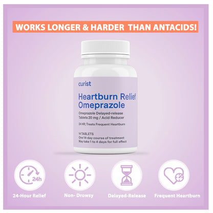 Curist Omeprazole 20mg Tablets Bulk Pack - 84Count Delayed-Release Tablets - Acid Reflux Medicine for Heartburn Relief (2 Pack of 42 Tablets - 84 Total) Curist buy supplements Au