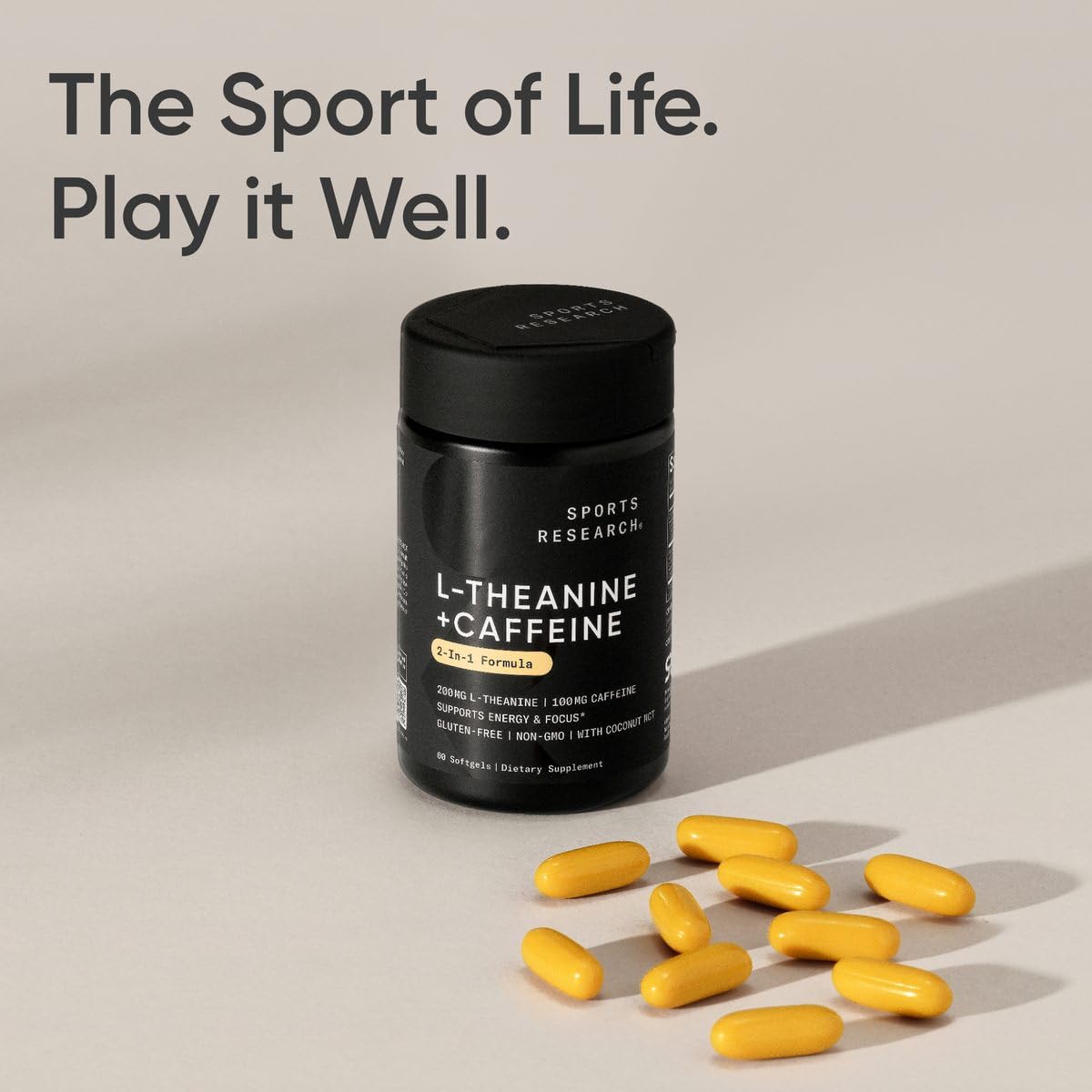 Sports Research L-Theanine Supplement with Caffeine & Coconut MCT Oil - Focused Energy, Alertness & Relaxation Without Drowsiness - 200mg L Theanine, 100mg Organic Caffeine - 60 Liquid Softgels Sports Research buy supplements Au