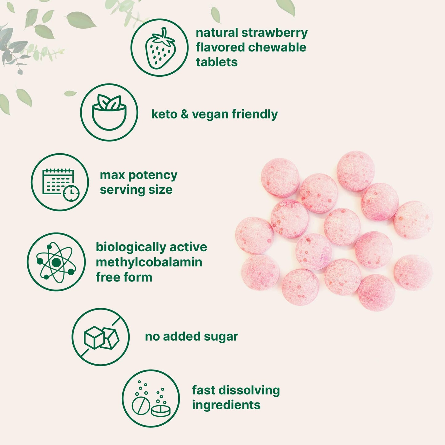 Micro Ingredients Vitamin B12 5,000 mcg | Methylcobalamin – 240 Chewable Tablets | Fast Dissolve, Natural Strawberry Flavor