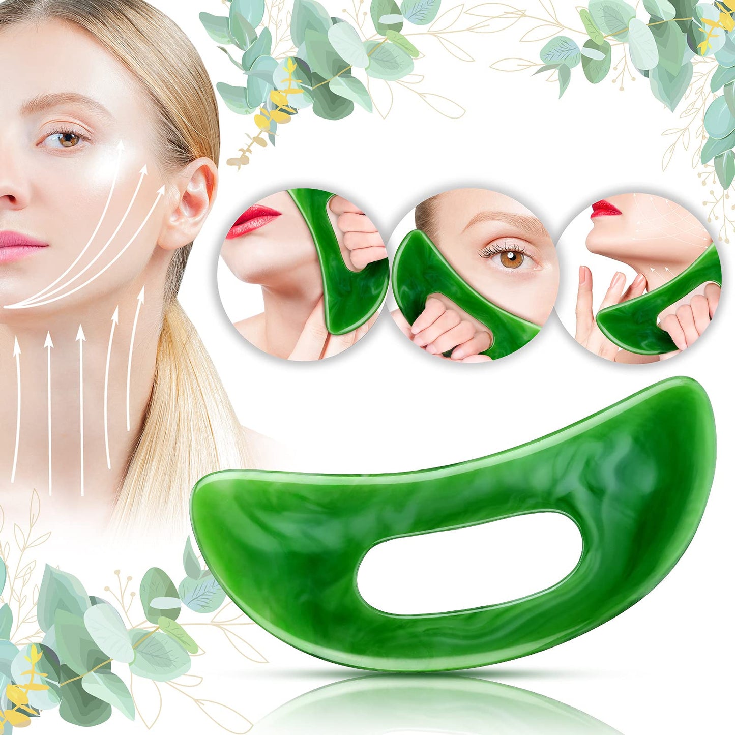 Gua Sha Massage Tool with Handle Resin Massage Tools Lymphatic Drainage Massager Body Shaping Gua Sha Tools for Full Body Men Women Birthday Festival Holiday Present (Green) BBTO buy supplements Au