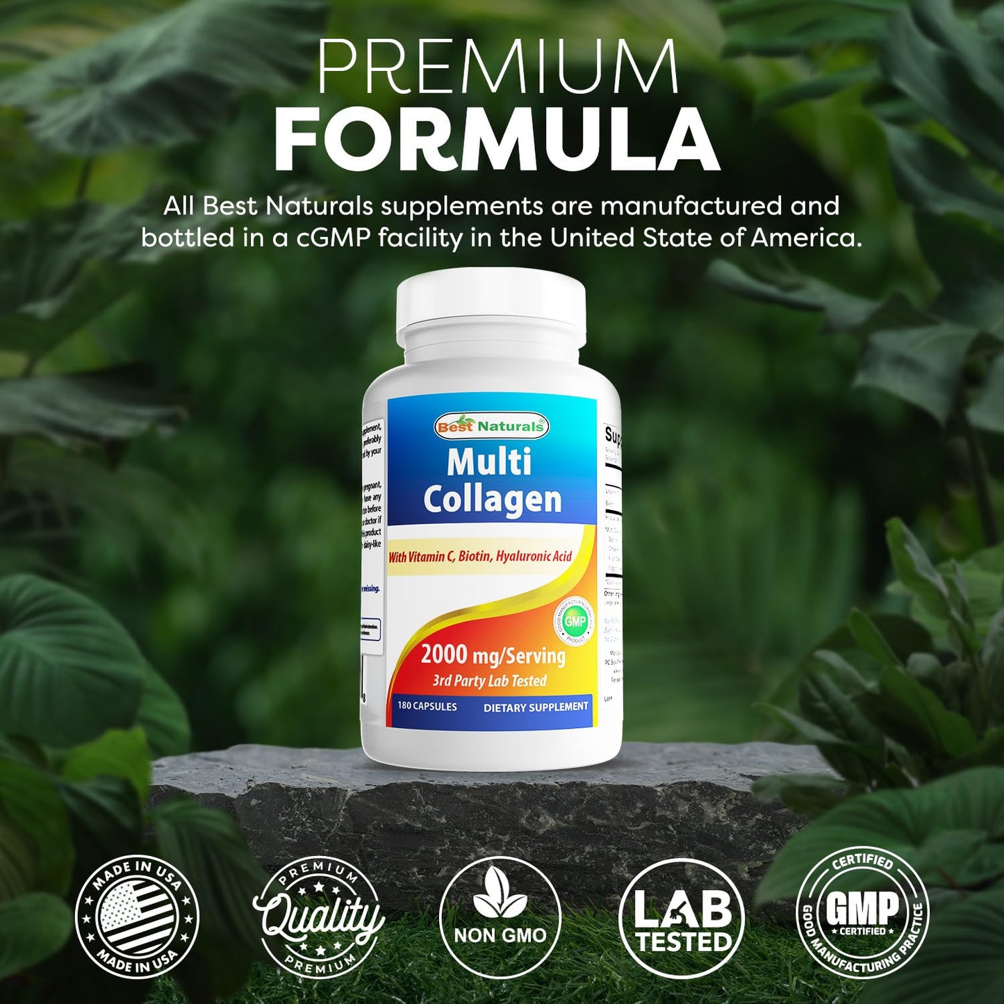Best Naturals Multi Collagen Pills 2000mg for Women & Men - Hydrolyzed Collagen Peptides Capsules for Hair Skin and Nails with Types I II III V X, Biotin, Hyaluronic Acid & Vitamin C Best Naturals buy supplements Au