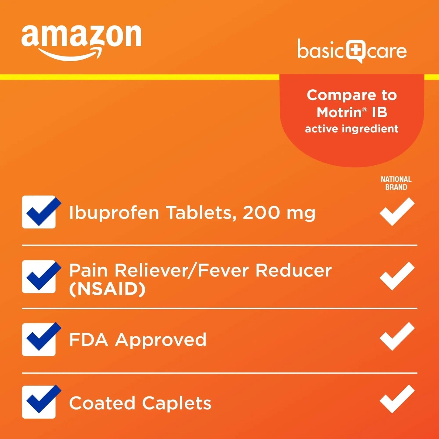 Amazon Basic Care Ibuprofen Tablets, 200 mg, Pain Reliever/Fever Reducer for Headache, Backache, Menstrual Pain and Body Aches, 100 Count Amazon Basic CareBuy Supplements Australia
