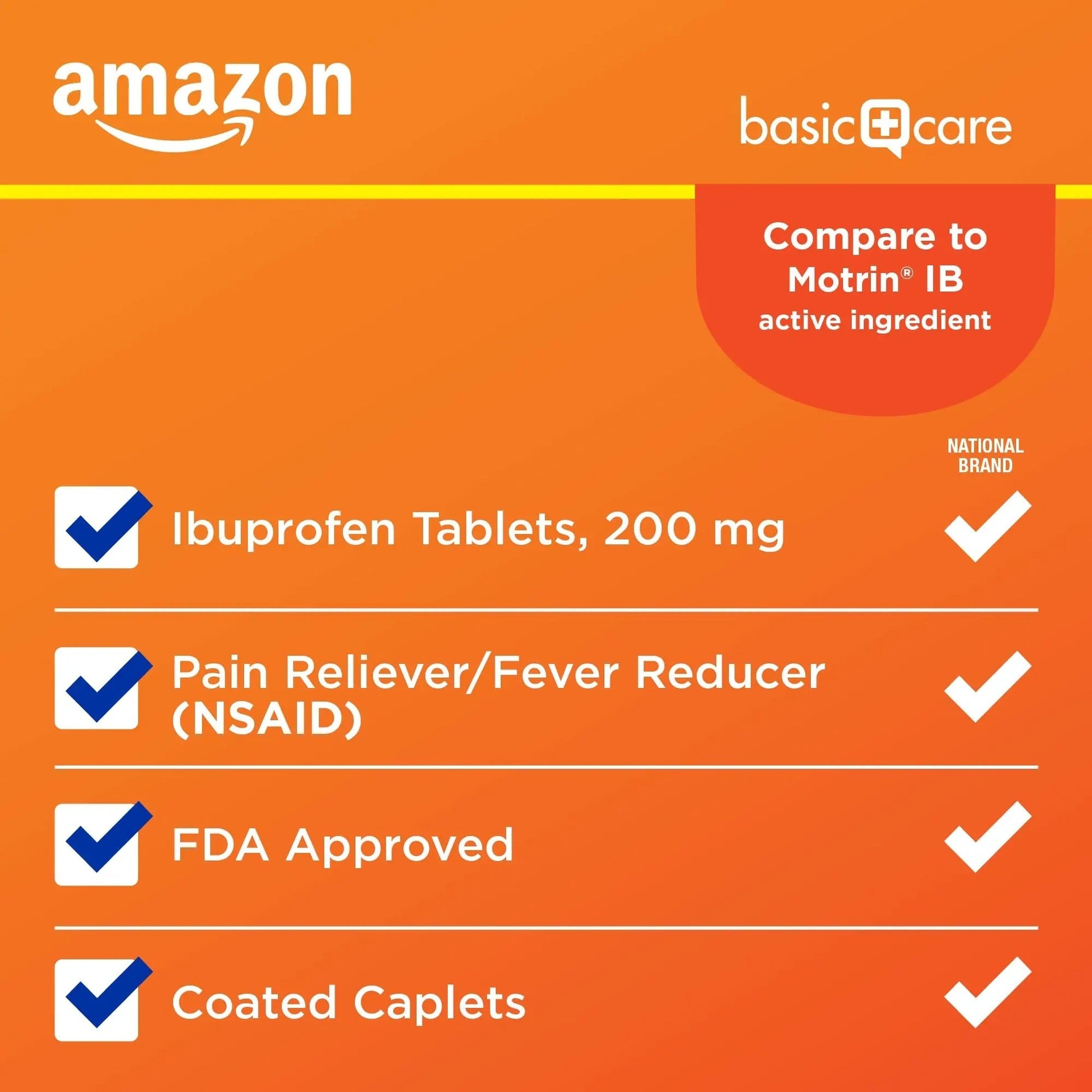 Amazon Basic Care Ibuprofen Tablets, 200 mg, Pain Reliever/Fever Reducer for Headache, Backache, Menstrual Pain and Body Aches, 100 Count Amazon Basic CareBuy Supplements Australia
