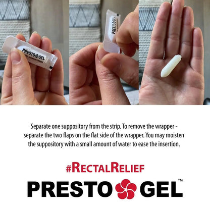 Presto Gel - Natural Hemorrhoid Rectal Suppositories - Rapid Hemorrhoid Treatment and Relief from Itching, Swelling, Burning and Discomfort - Pack of 12 DAN PharmBuy Supplements Australia