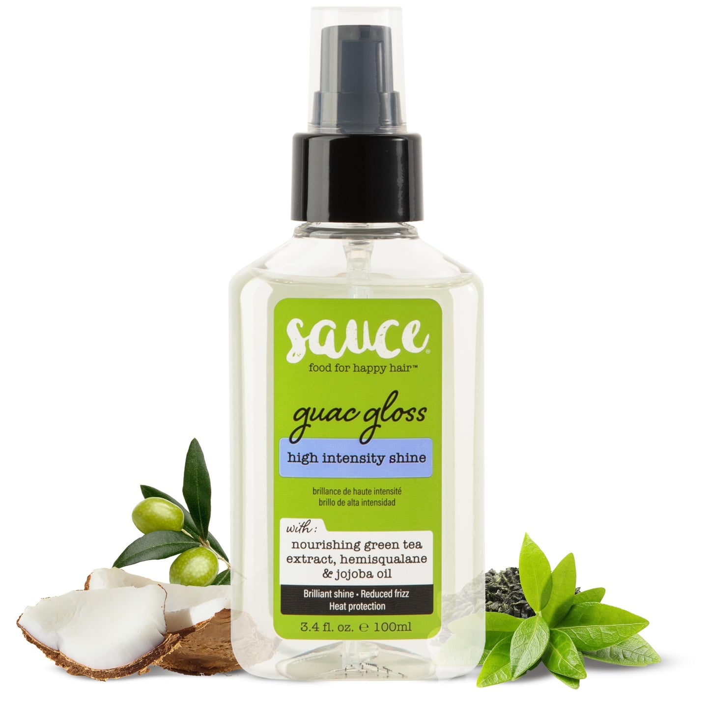 SAUCE BEAUTY Guac Hair Gloss, 3 Fl Oz High Intensity Shine, Jojoba Oil, Green Tea Extract & Squalane to Smooth, Boost Shine & Control Frizz for Sleeker, Softer, More Manageable Hair, Vegan Formula SAUCE BEAUTYBuy Supplements Australia