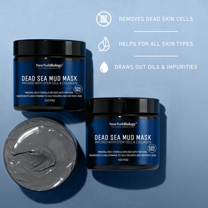 New York Biology Dead Sea Mud Mask for Face, Body | with Stem Cell and Collagen | Spa Quality Pore Refiner for Oily Skin