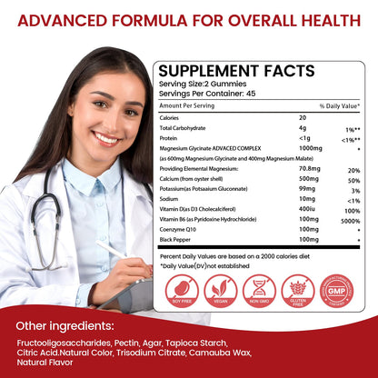 Magnesium Glycinate Gummies 1000mg, Sugar Free Magnesium Potassium Supplements Chewable for Adults with L-Threonate for Sleep, Body Support and Relaxation,90 Strawberry Gummies maxmedixBuy Supplements Australia