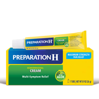 Preparation H Hemorrhoid Symptom Treatment Cream (0.9 Ounce Tube), Maximum Strength Multi-Symptom Pain Relief with Aloe Preparation H buy supplements Au