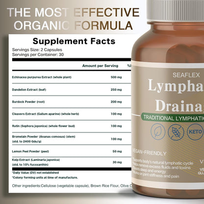 Lymphatic Drainage Capsules Natural Herbal Supplement for Fluid Balance & Immune Health, with Echinacea, Dandelion, and Burdock 60 Capsules Vunexo buy supplements Au