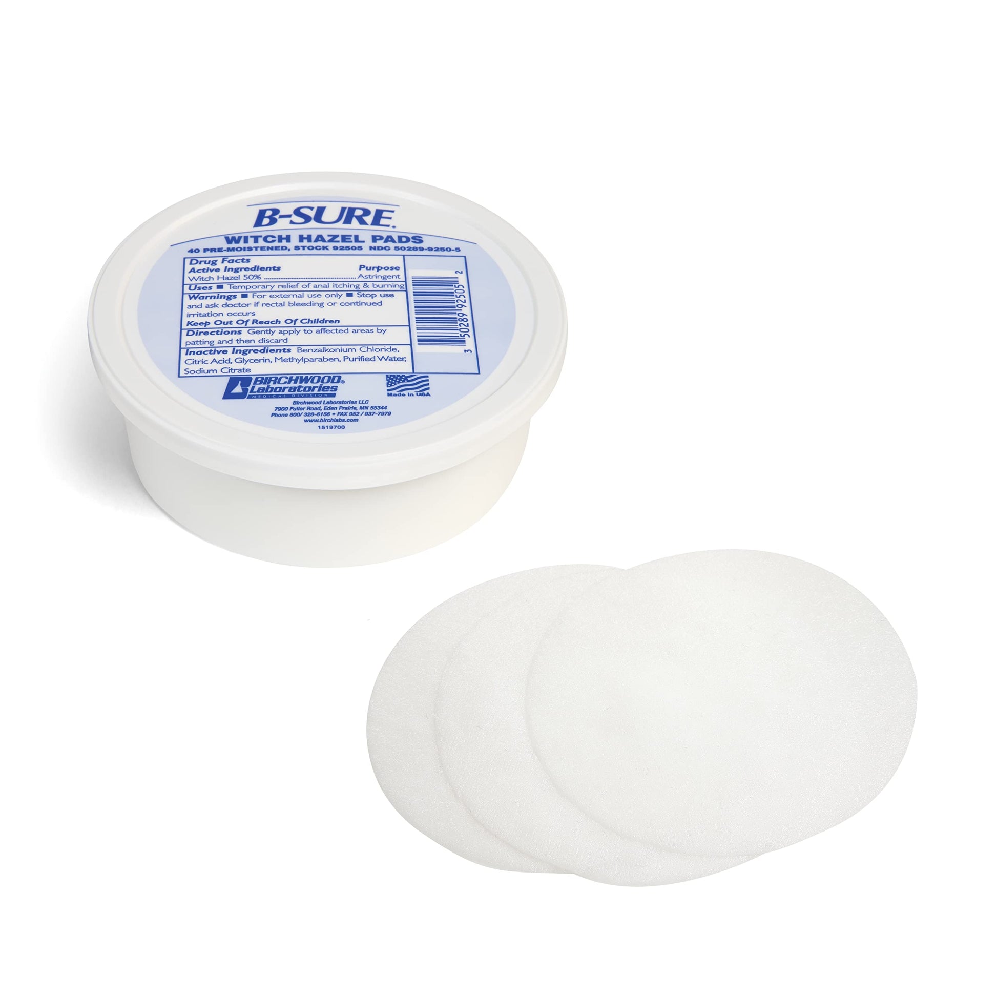 B-Sure Pre-Moistened Witch Hazel Pads, 40 Count B-SureBuy Supplements Australia