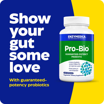 Enzymedica Pro-Bio Probiotic Supplement for Digestive & Gut Health - Daily Probiotic Capsules for Women & Men, 10 Billion CFU, Helps Reduce Gas & Bloating,