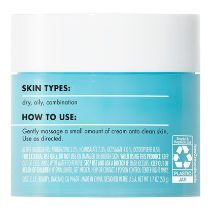 e.l.f. SKIN Holy Hydration! Face Cream - Broad Spectrum SPF 30 Sunscreen, Moisturizes & Softens Skin