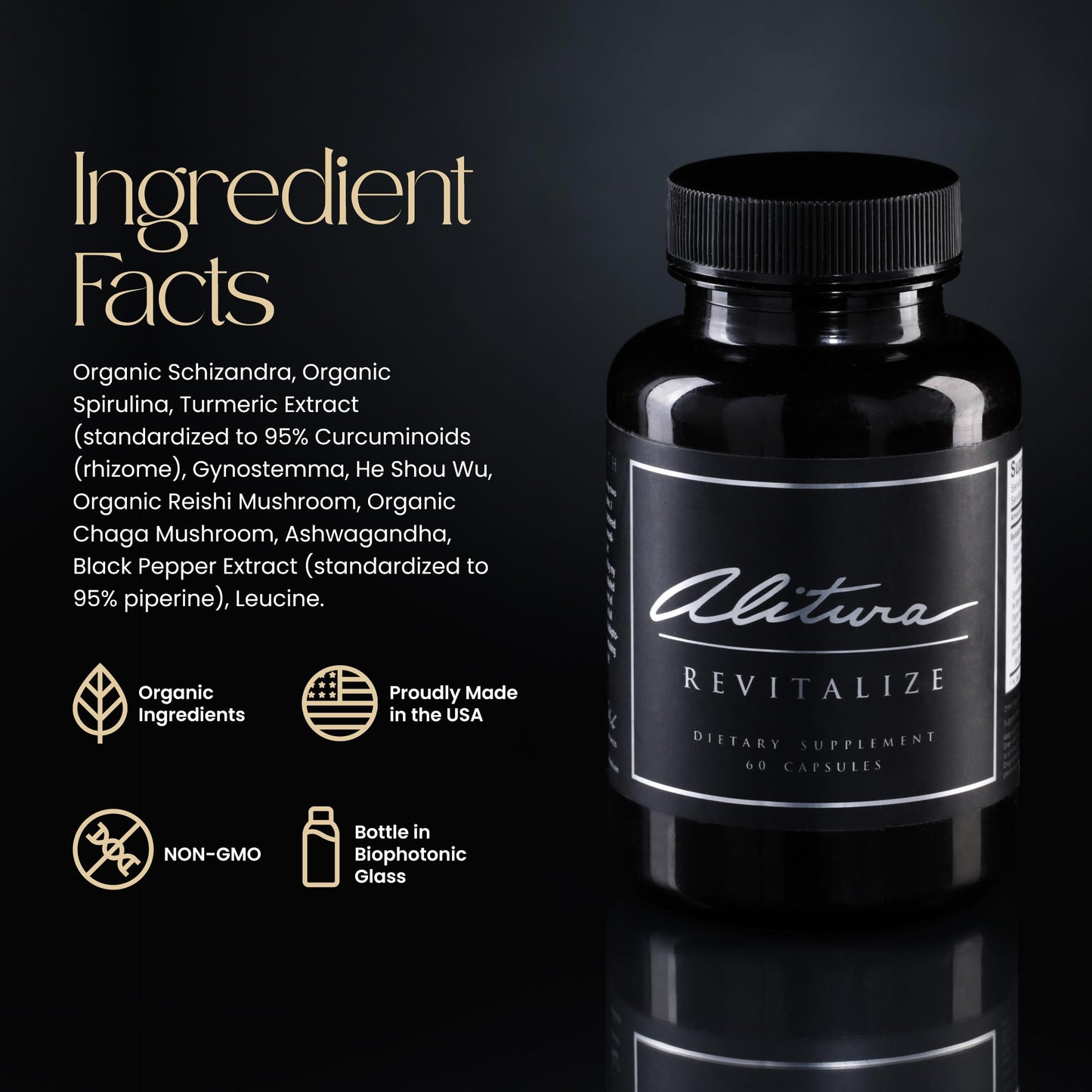 Alitura Revitalize – Organic Ashwagandha & Turmeric Supplement – Natural Energy, Mood & Recovery Support for Men & Women – Adaptogenic Herbs for Daily Wellness – 60 Capsules Alitura buy supplements Au