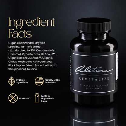 Alitura Revitalize – Organic Ashwagandha & Turmeric Supplement – Natural Energy, Mood & Recovery Support for Men & Women – Adaptogenic Herbs for Daily Wellness – 60 Capsules Alitura buy supplements Au