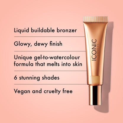 ICONIC LONDON Sheer Bronze | Lightweight Liquid Buildable Bronzer, Cruelty Free, Vegan Makeup, (Beach Vibes) 0.42 Fl oz ICONIC LONDON buy supplements Au