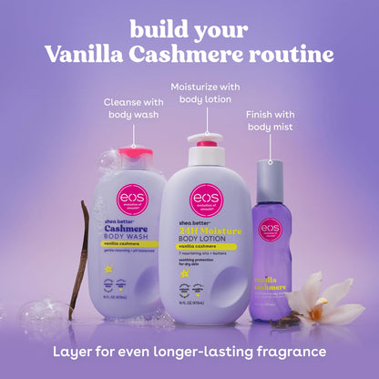 eos 24H Moisture Travel Body Lotion- Vanilla Cashmere, Travel Size Essential, Toiletries, Mini Body Lotion For Dry Skin, 2.5 fl oz