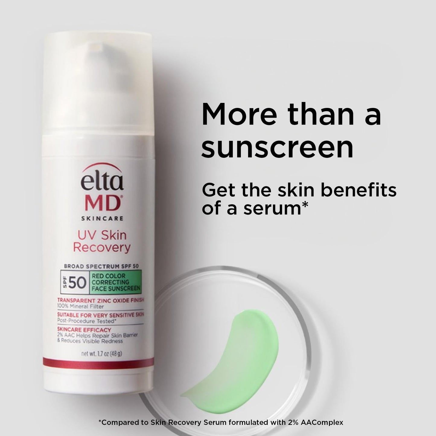 EltaMD UV Skin Recovery Green Tint 100% Mineral Sunscreen, SPF 50, Redness Correcting