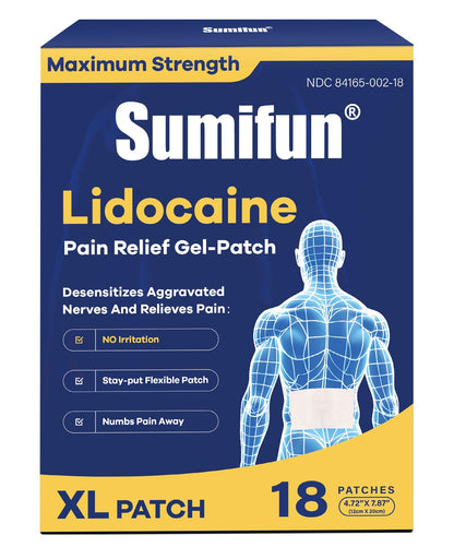 Sumifun 4% Lidocaine XL Pain Patches | Extra Large 4.72"x7.87" for Full Back & Thigh Coverage | Maximum Strength OTC Numbing | 8-Hour Medical Adhesion (X-Large, Count, 18) SumifunBuy Supplements Australia