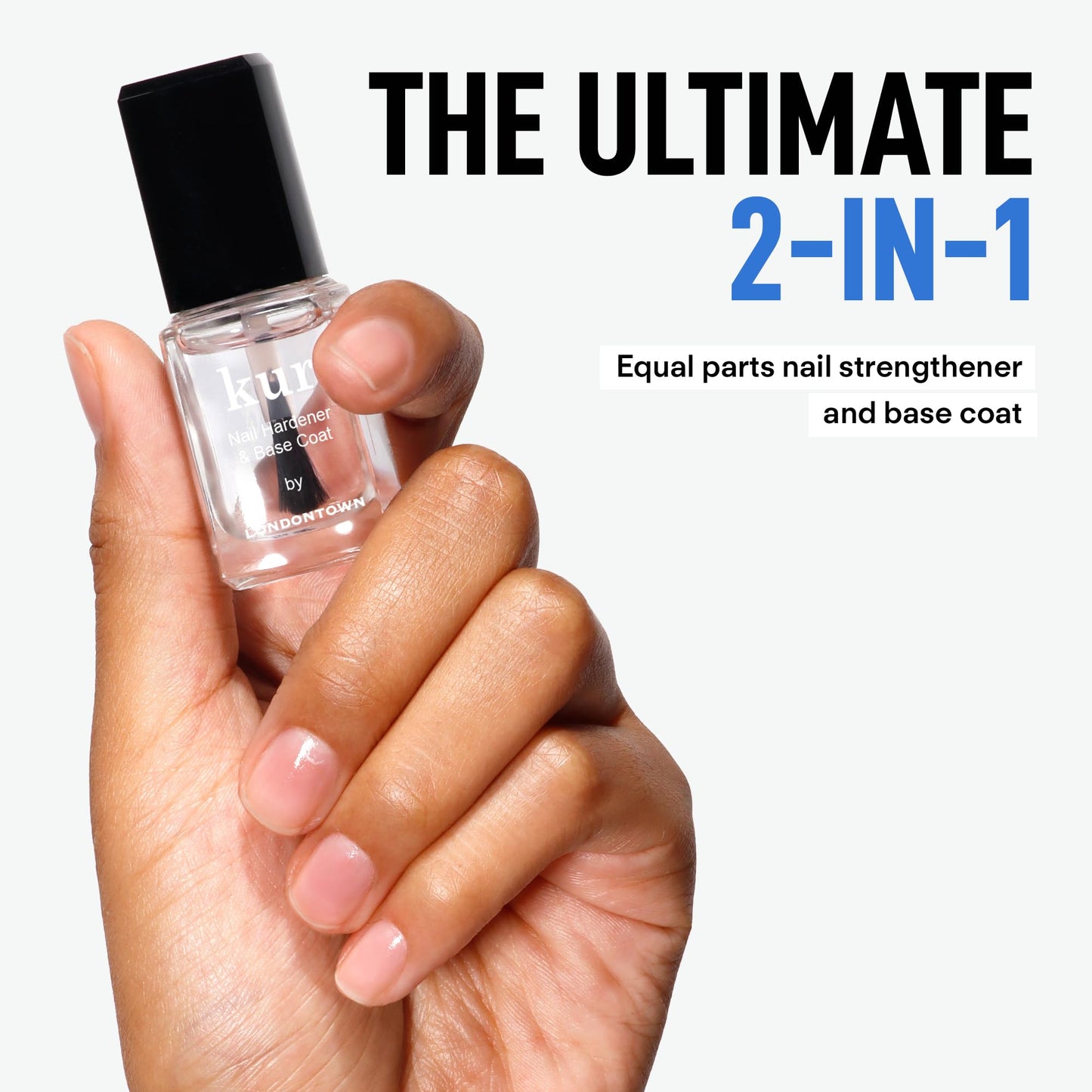LONDONTOWN Nail Hardener & Base Coat – 2-in-1 Strengthening Treatment for Weak Brittle Nails, Biotin-Infused Nail Strengthener, Anti-Breakage Base Coat for Long Healthy Nails, 0.40 fl oz