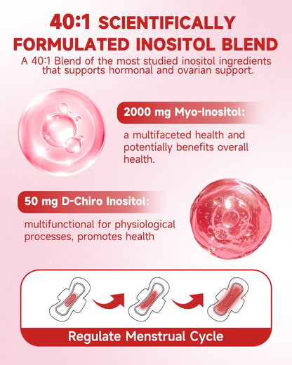 SANSICE Myo & D-Chiro Inositol Multivitamin Capsules, 2000mg Myo-Inositol & 50mg D-Chiro Inositol 40:1 Blend, Vitamin B8 Supplement for Female Hormone (120 Capsules) SANSICEBuy Supplements Australia