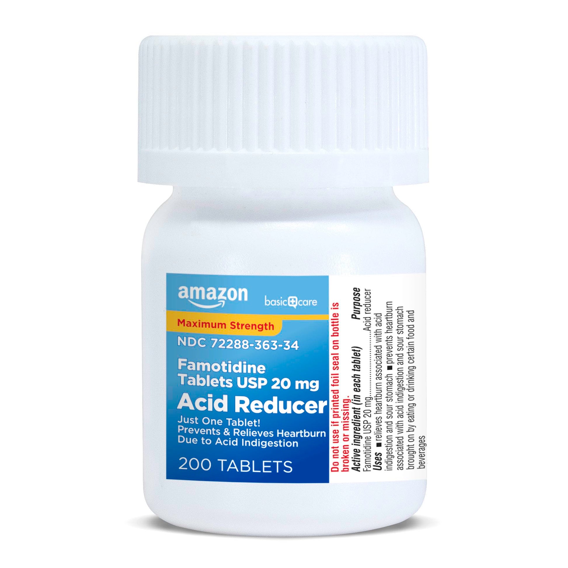 Amazon Basic Care Maximum Strength Famotidine Tablets 20 mg, Acid Reducer for Heartburn Relief, Prevents & Relieves Acid Indigestion, Heartburn Medicine, 12 Hour Protection, 200 Count Amazon Basic Care buy supplements Au
