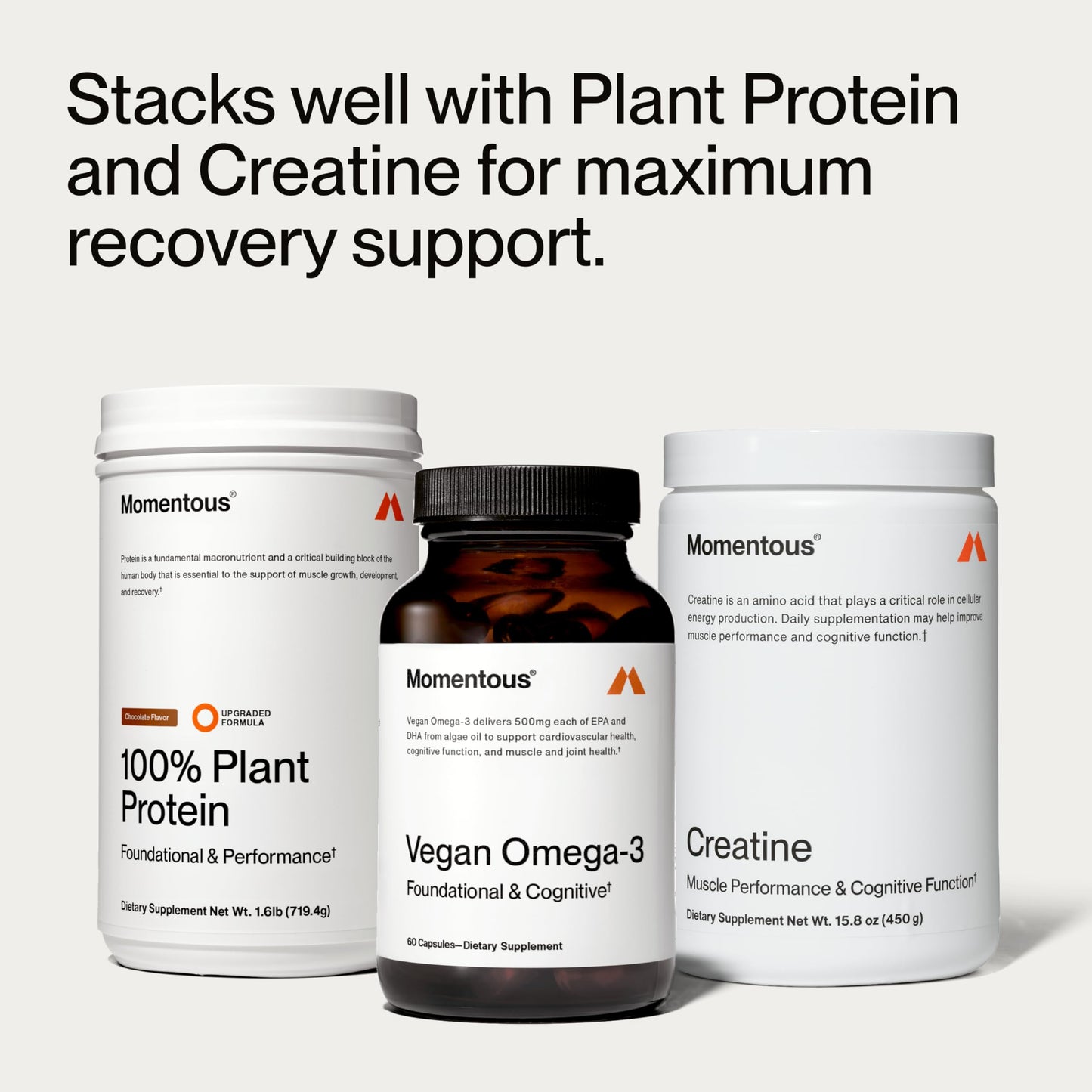 Momentous Vegan Omega-3 - Plant-Based EPA & DHA Supplement for Men & Women - Sourced from Algae Oil - Supports Heart, Joint, & Brain Health - NSF Certified for Sport - 1,000 mg - 30 Servings Momentous buy supplements Au