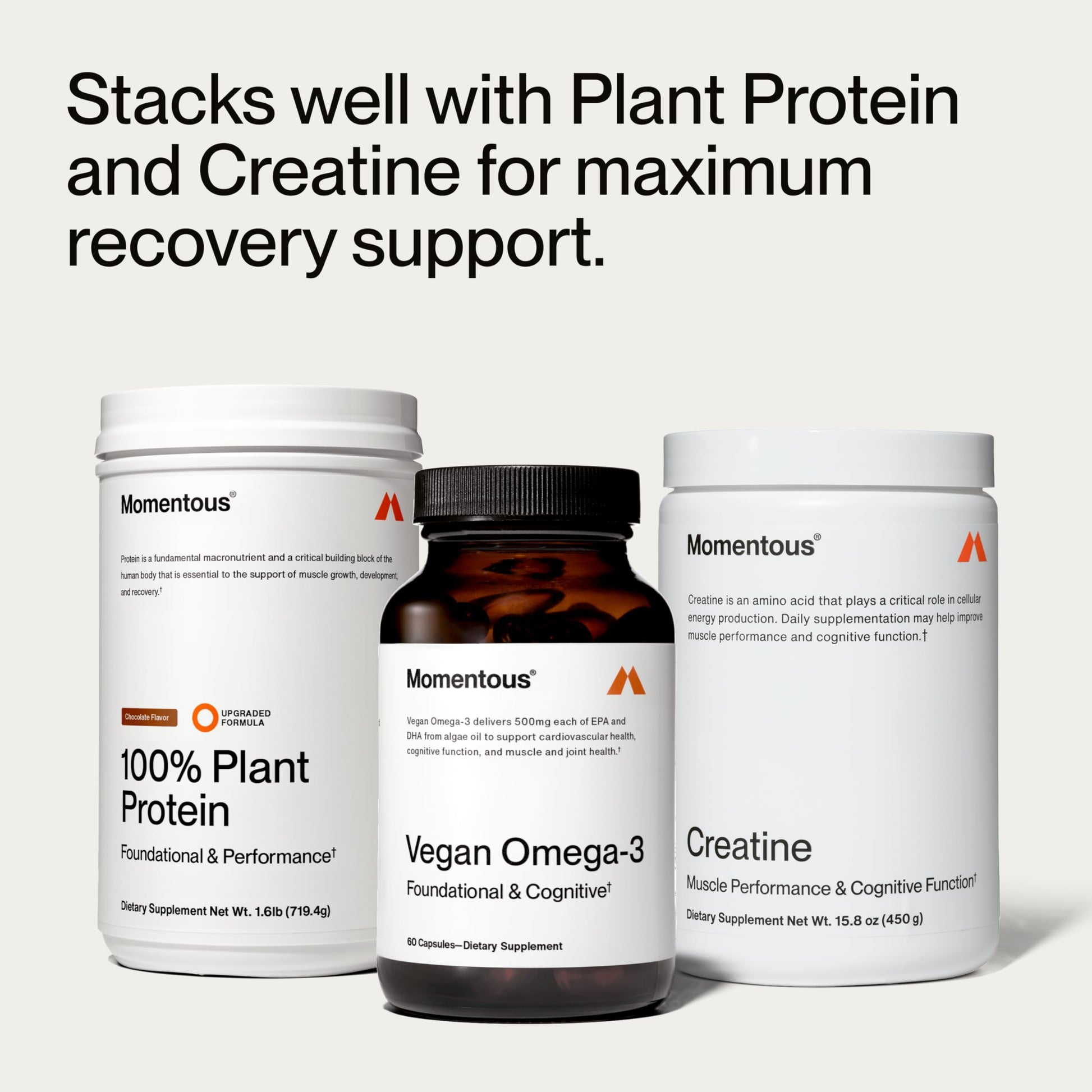 Momentous Vegan Omega-3 - Plant-Based EPA & DHA Supplement for Men & Women - Sourced from Algae Oil - Supports Heart, Joint, & Brain Health - NSF Certified for Sport - 1,000 mg - 30 Servings Momentous buy supplements Au