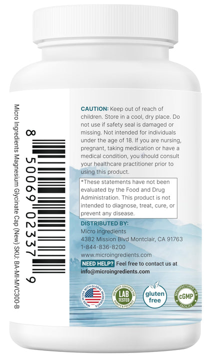 Pure Magnesium Glycinate 1,000mg, 300 Capsules | 100% Chelated for Max Absorption | Enhanced with Vitamin C | Only Uses Active Ingredients Micro IngredientsBuy Supplements Australia