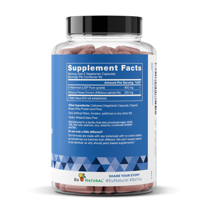 Eu Natural Urinary Harmony D-Mannose Supplement - Urinary Tract Health for Women - Fast-Acting Urinary Cleanse & Flush with Clinical-Strength D-Mannose & Hibiscus - 180 Capsules Eu NaturalBuy Supplements Australia