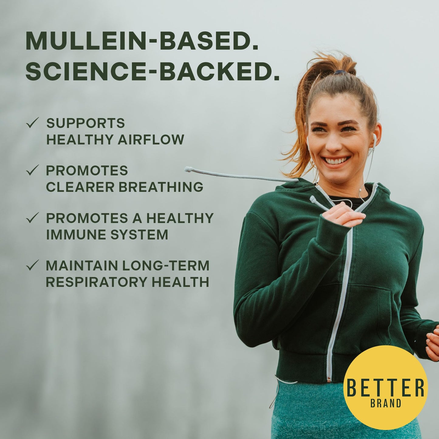 Betterbrand Mullein Chewable Gummies for Lung Cleanse and Detox, Respiratory Health Supplement, 1000mg Mullein Extract per Serving, 60 Gummies