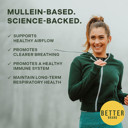 Betterbrand Mullein Chewable Gummies for Lung Cleanse and Detox, Respiratory Health Supplement, 1000mg Mullein Extract per Serving, 60 Gummies