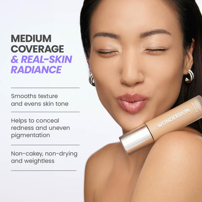 Wonderskin Hyper Bond All-Day Stay Serum Foundation – Waterproof, Transfer-Proof, 24HR Longwear Face Makeup with Niacinamide & Hyaluronic Acid – Lightweight, Natural Finish (Moonstone) WonderskinBuy Supplements Australia