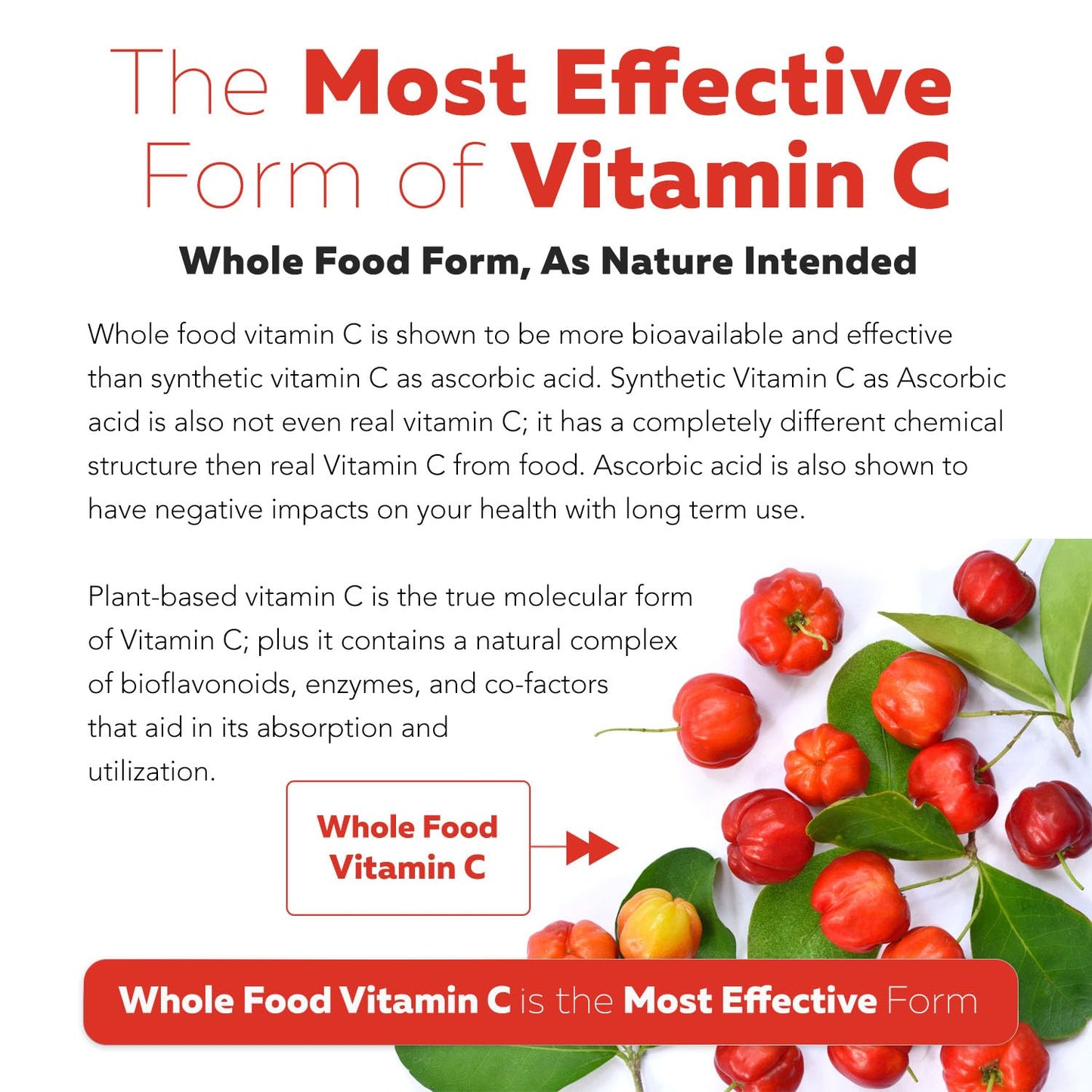 Organic Vitamin C | Whole Food Vitamin C from Fruit Plus Absorption Enhancing Cofactors - Vegan, Enhanced Bioavailability - Immune Support