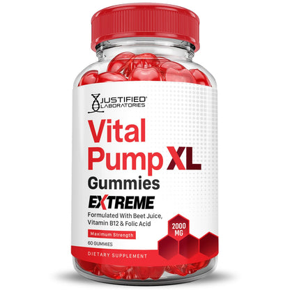 Justified Laboratories Vital Pump XL Extreme 2000MG Performance Gummies Vital PumpXL Advanced Formula Formulated with Beet Juice ACV Pomegranate Powder B12 Vegan Non GMO 60 Gummys Justified LaboratoriesBuy Supplements Australia