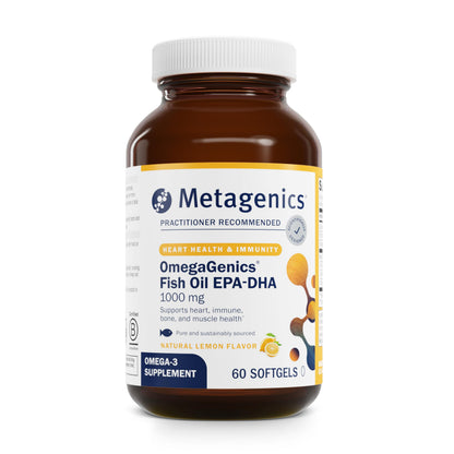 Metagenics OmegaGenics EPA-DHA 1000 mg - High Potency Omega-3 Fish Oil Supplement for Heart, Brain & Joint Health* - Sustainably Sourced - 60 Softgels MetagenicsBuy Supplements Australia