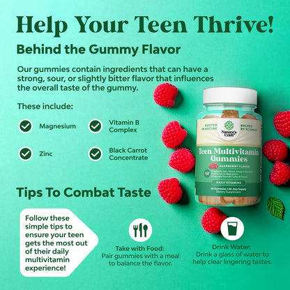 Teen Multivitamin Gummies 12-17 - Teen Boys & Girls Gummy Vitamins for Better Skin, Immune Strength, Mood & Energy Support - Teenage Girl & Boy Supplements
