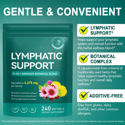 Lymphatic Drainage Supplements, Lymphatic Support Softgels for Immune Health, Plant-Based Formula with Echinacea, Burdock Root, Elderberry, Bromelain, Turmeric, 240 Softgels -2Pack UXENPHXF buy supplements Au