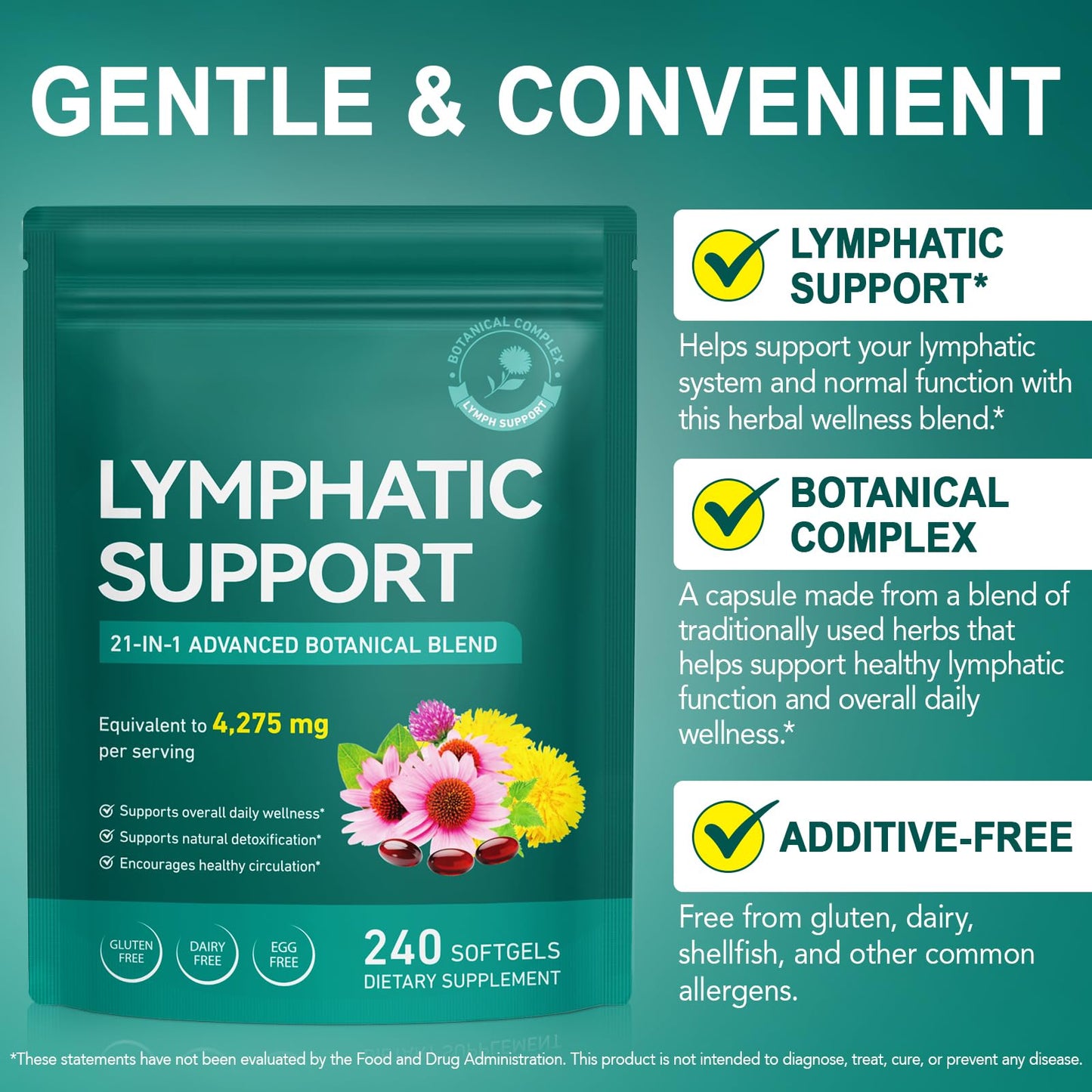240 Softgels 21-in-1 Liposomal Lymphatic Drainage Supplements, 4275mg Lymph System Support Supplement for Women & Men,Herbal Blend,with Dandelion, Burdock, Echinacea,Rutin, Turmeric,Cleavers & More Ruduwu buy supplements Au