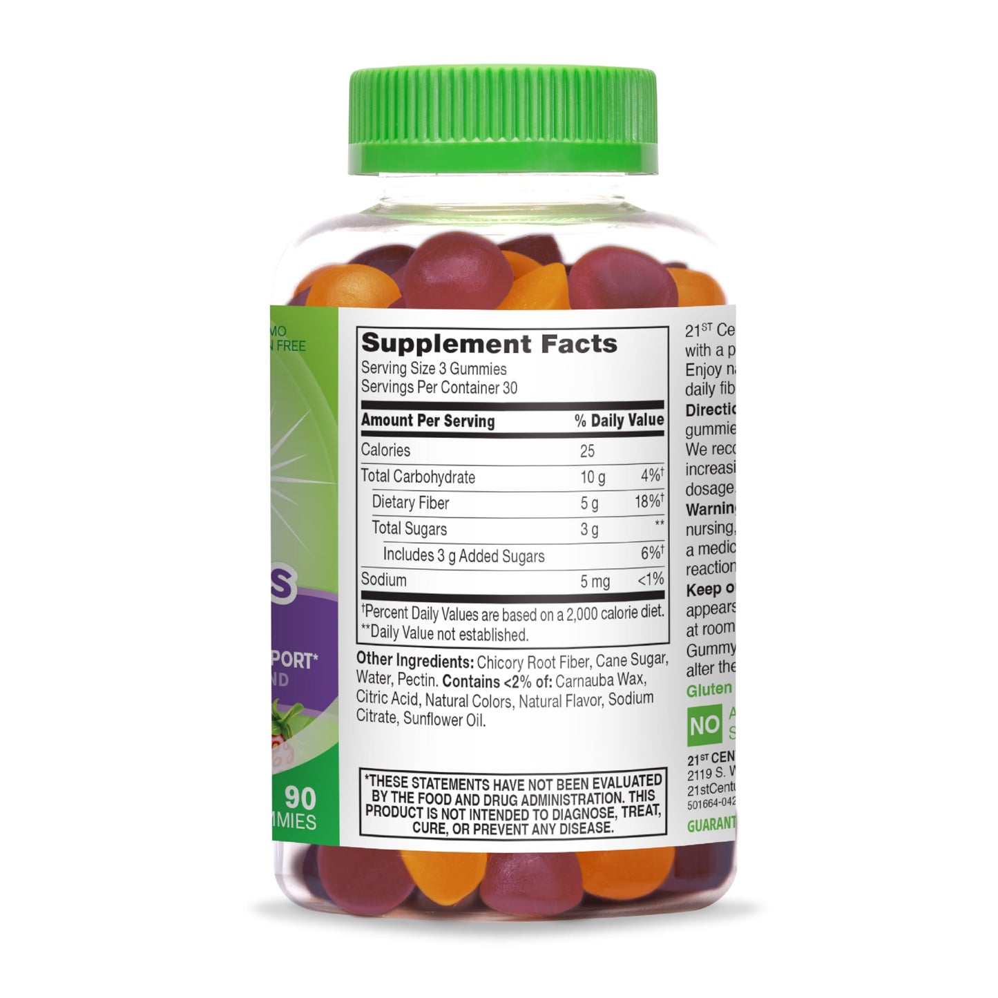 21st Century VitaJoy Fiber Gummies (Fruit Flavored, 90 Count), 5 g Fiber Per Serving for Digestive Support, Pectin-Based Prebiotic Gummies, Non-GMO, Vegan, Gluten Free,