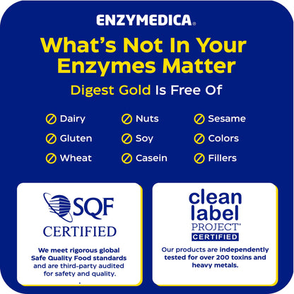 Enzymedica Digest Gold - Digestive Enzyme Supplement for Women & Men, Enzyme Capsules for Digestion, Gut Health Support, Helps Gas & Bloating, ATPro Energy Support,