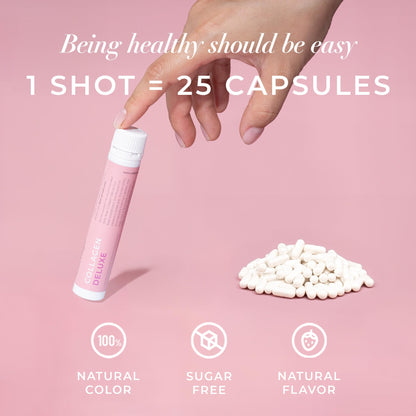Swedish Collagen Deluxe, 12,500 mg Hydrolyzed Marine Collagen Liquid Supplement - 20 x 25 ml Daily Shots | Hyaluronic Acid, Biotin & Vitamin C for Healthy Hair, Skin, Nails & Joints | Sugar-Free Swedish Collagen buy supplements Au