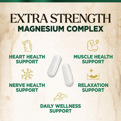 Magnesium Complex Supplement - Magnesium 500mg Per Serving - High Absorption Blend of Glycinate, Citrate, Malate, Oxide - Supports Sleep, Muscle, Bone, Heart Health - Bottled in USA - 60 Capsules Nature's Peak buy supplements Au