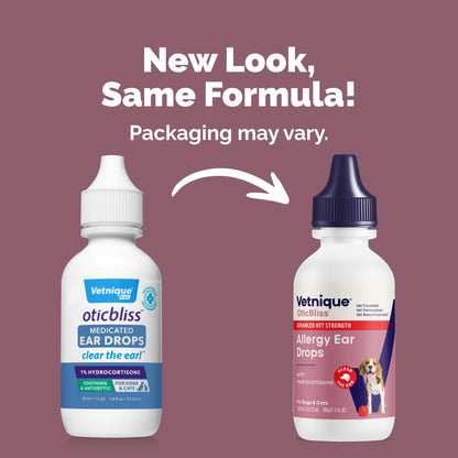 Vetnique Oticbliss Cat & Dog Ear Infection Treatment | Dog Ear Allergy Relief Drops, MicroSilver Yeast Infection Treatment for Dogs, Hydrocortisone for Itching, Redness Swelling (Ear Allergy Drops) Vetnique buy supplements Au