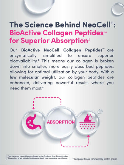 NeoCell Collagen Peptides Pills | 270 Caplets | with Vitamin C and Biotin | Grass Fed Bovine | Hair, Skin, & Nails | for Women and Men