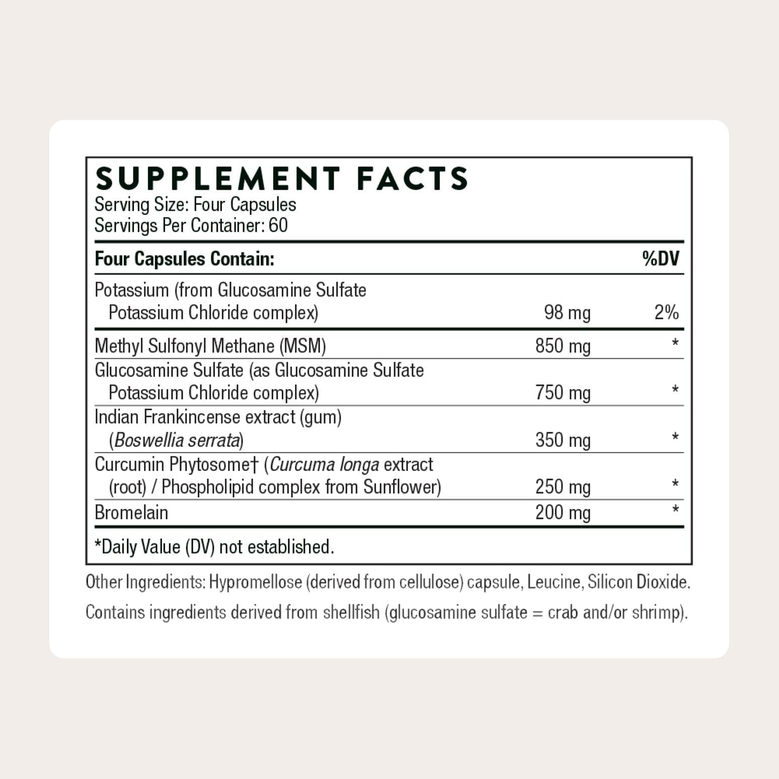 THORNE - Joint Support Nutrients - Formulated with Glucosamine, MSM, Curcumin, Bromelain, Boswellia & Potassium for Joint Support* - Third-Party Certified - Gluten, Dairy & Soy-Free - 240 Capsules THORNE buy supplements Au