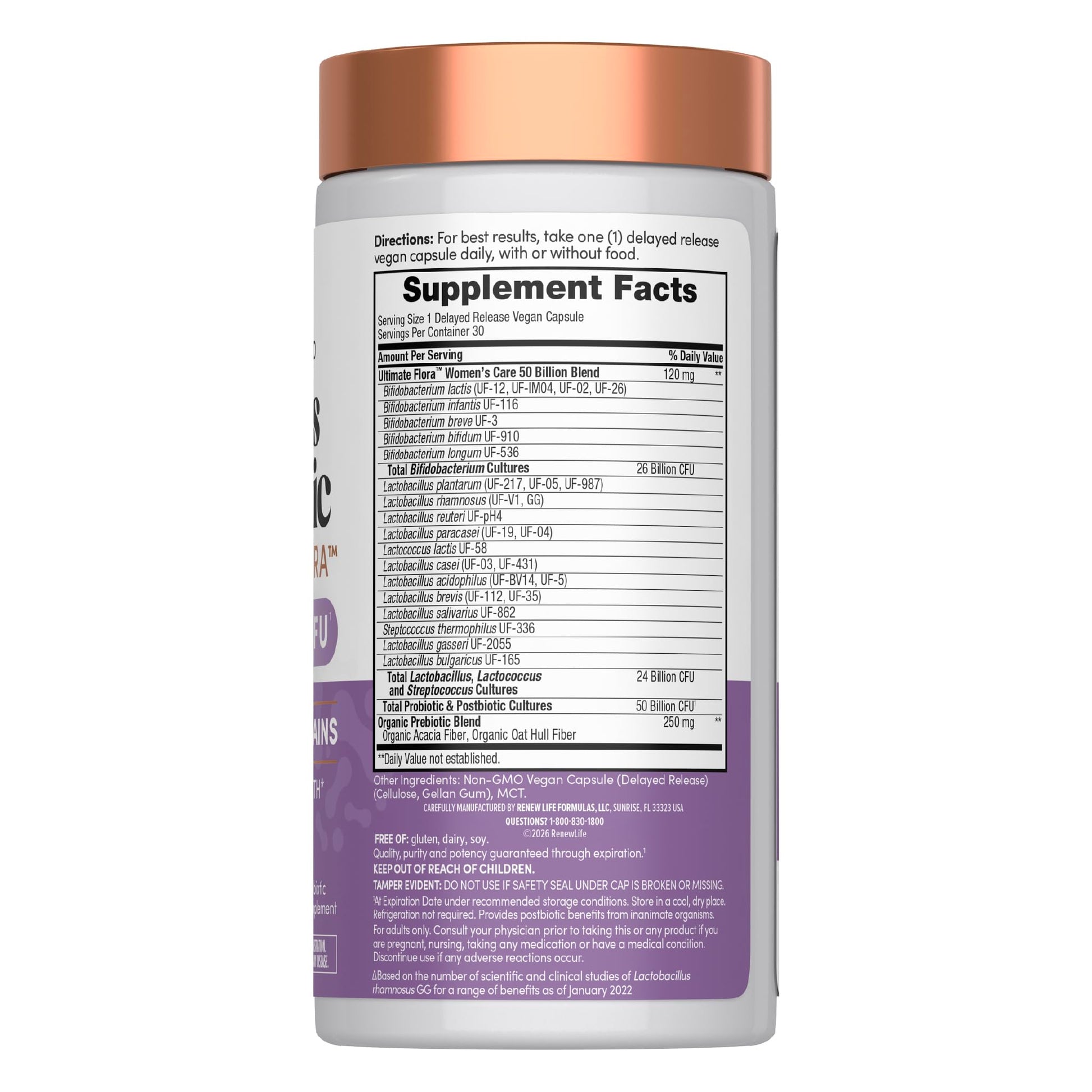 Renew Life Ultimate Flora Probiotics for Women | 50 Billion CFU | 30 Delayed Release Vegan Capsules | Digestive & Vaginal Health | Dairy, Soy and Gluten Free Supplement Renew Life buy supplements Au